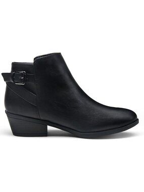 Women's Elegant-911-black  Synthetic Leather Western Ankle Low Heel Cutout Boots